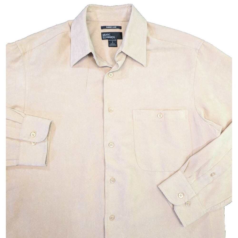 Marc Edwards Mens S Button Up Shirt Long Sleeve Faux Suede Dress